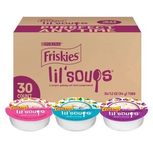 Friskies Grain Free Wet Cat Lil Soups 30 pack 1.2 OZ per cup Variety Pack